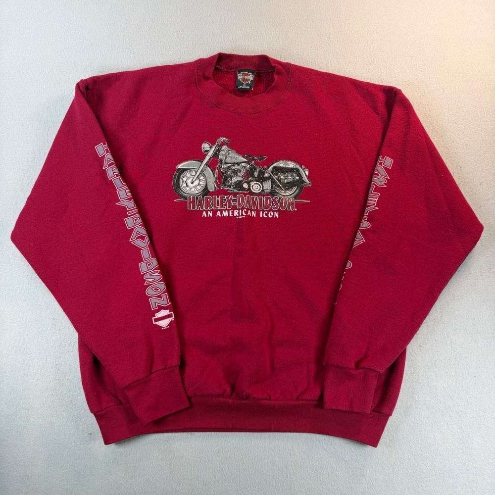 Vintage 1996 Harley Davidson Mens XL Burgundy Holoubek USA